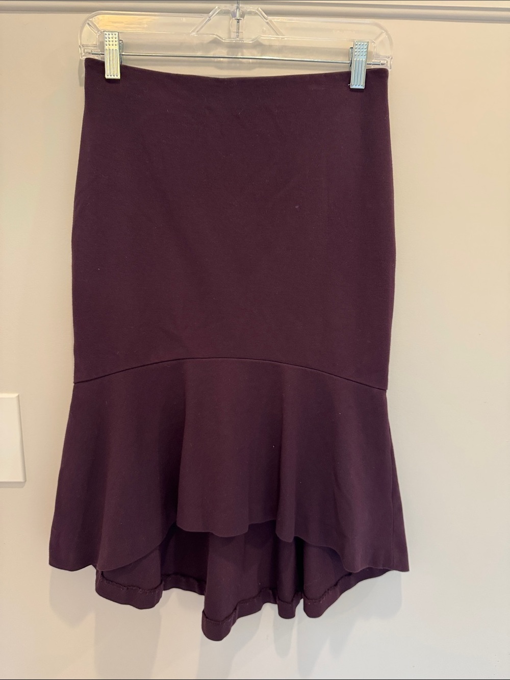Ann Taylor Deep Plum High-Low Flounce Skirt